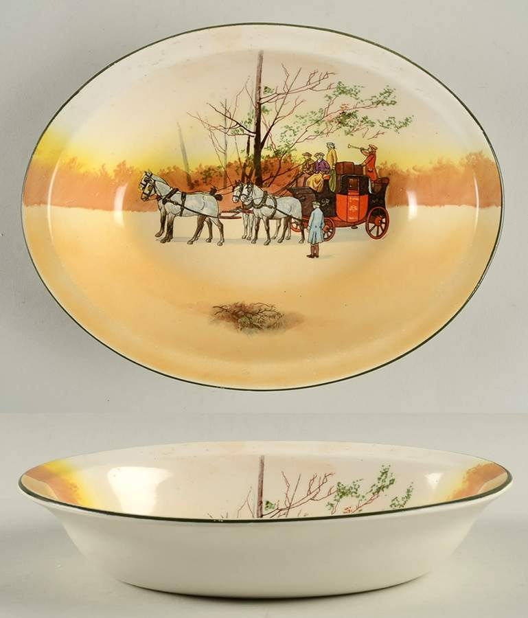 Coaching Days (Smooth, Bone) 9" Oval Vegetable Bowl by Royal Doulton-1