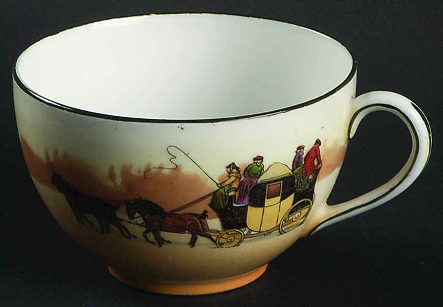 Coaching Days (Smooth, Bone) Flat Cup by Royal Doulton-1