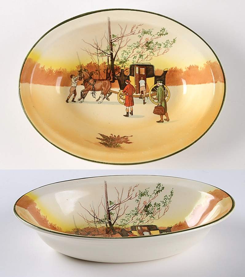 Coaching Days (Smooth, Bone) 9" Oval Vegetable Bowl by Royal Doulton-1