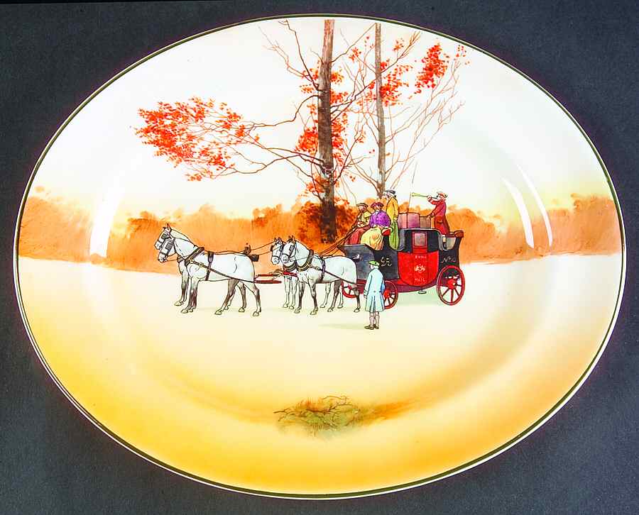 Coaching Days (Smooth, Bone) 10" Oval Serving Platter by Royal Doulton-1