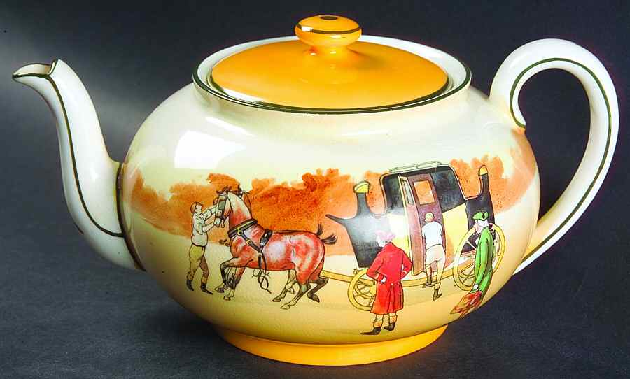 Coaching Days (Smooth, Bone) Teapot & Lid by Royal Doulton-1