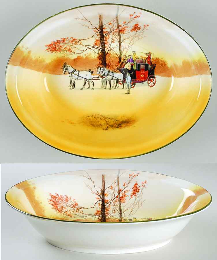 Coaching Days (Smooth, Bone) 11" Oval Vegetable Bowl by Royal Doulton-1