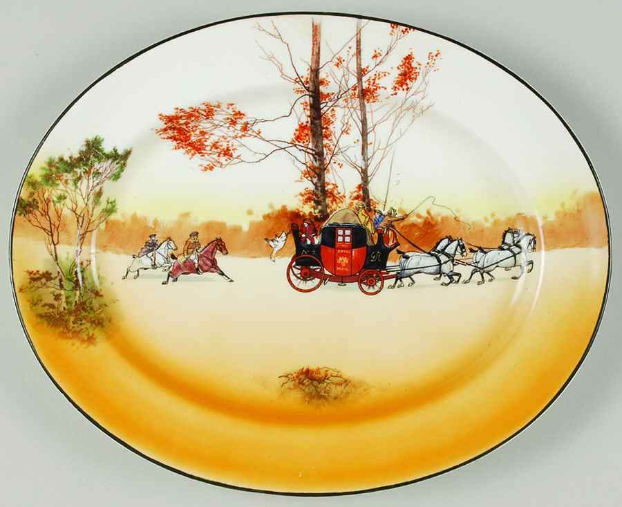 Coaching Days (Smooth, Bone) 12" Oval Serving Platter by Royal Doulton-1