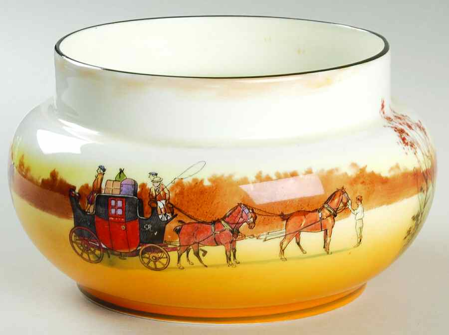 Coaching Days (Smooth, Bone) 5" Bowl Vase by Royal Doulton-1