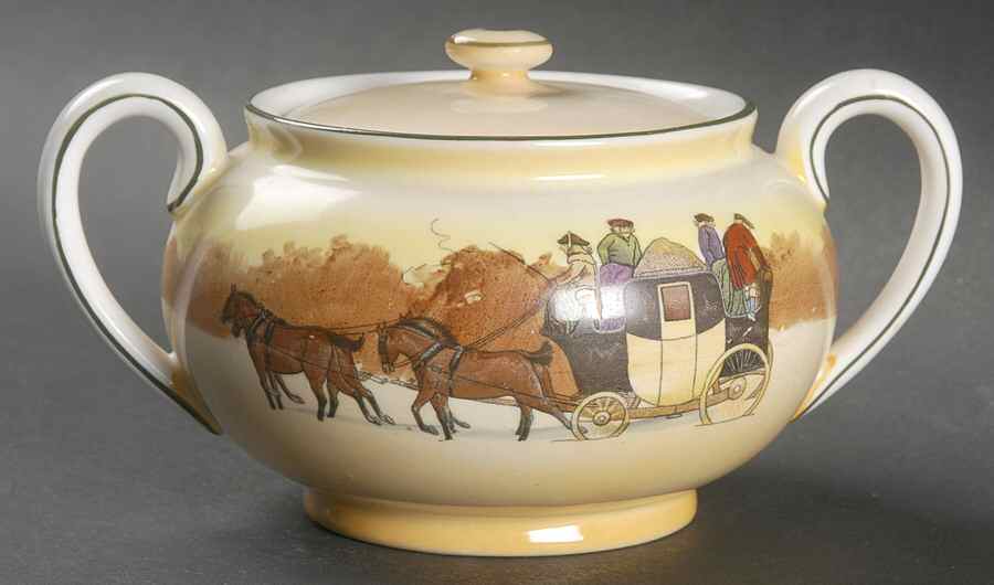 Coaching Days (Smooth, Bone) Sugar Bowl & Lid by Royal Doulton-1