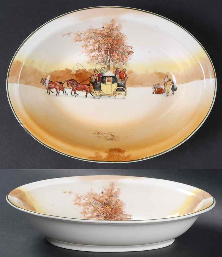 Coaching Days (Smooth, Bone) 9" Oval Vegetable Bowl by Royal Doulton-1