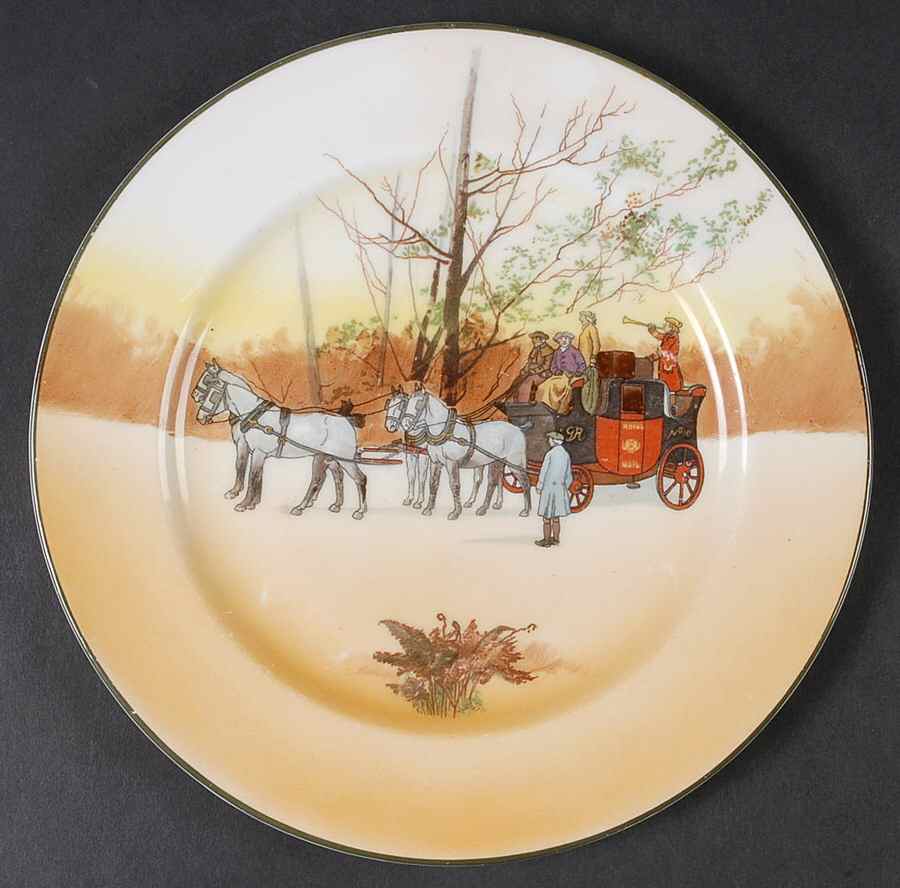 Coaching Days (Smooth, Bone) Luncheon Plate by Royal Doulton-1