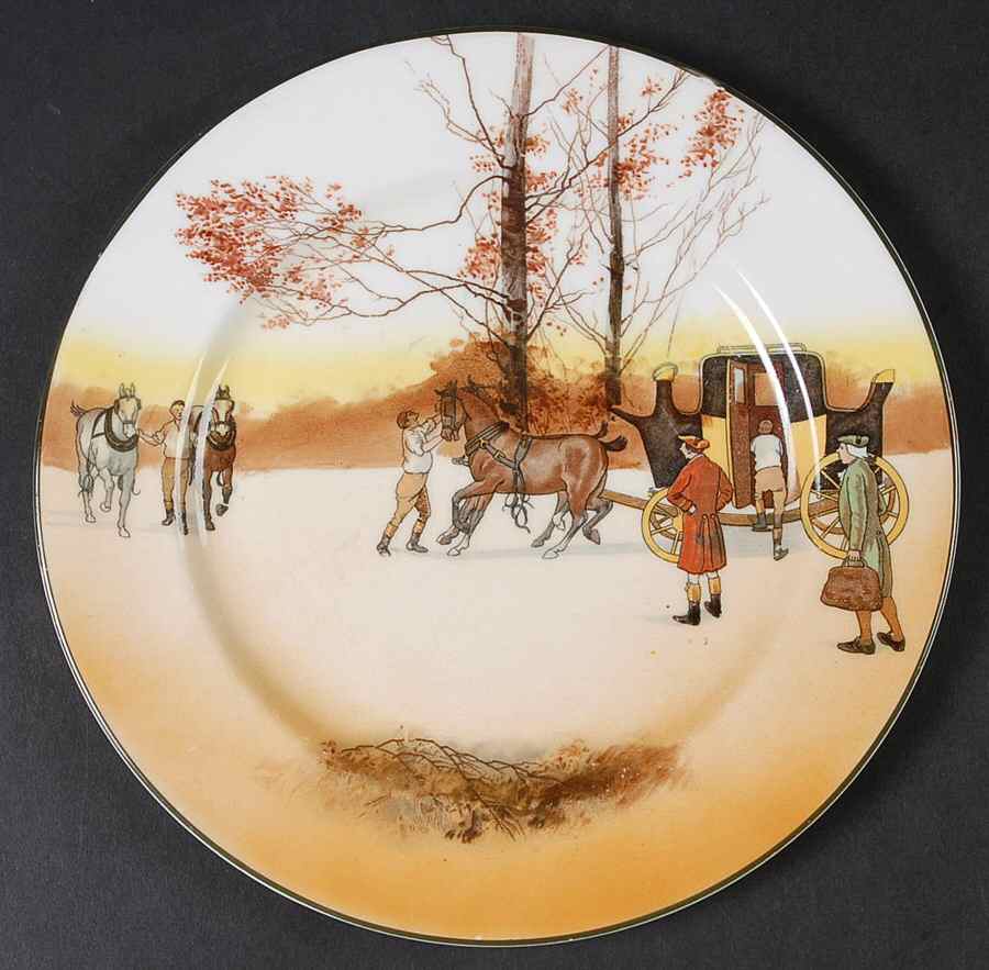 Coaching Days (Smooth, Bone) Luncheon Plate by Royal Doulton-1