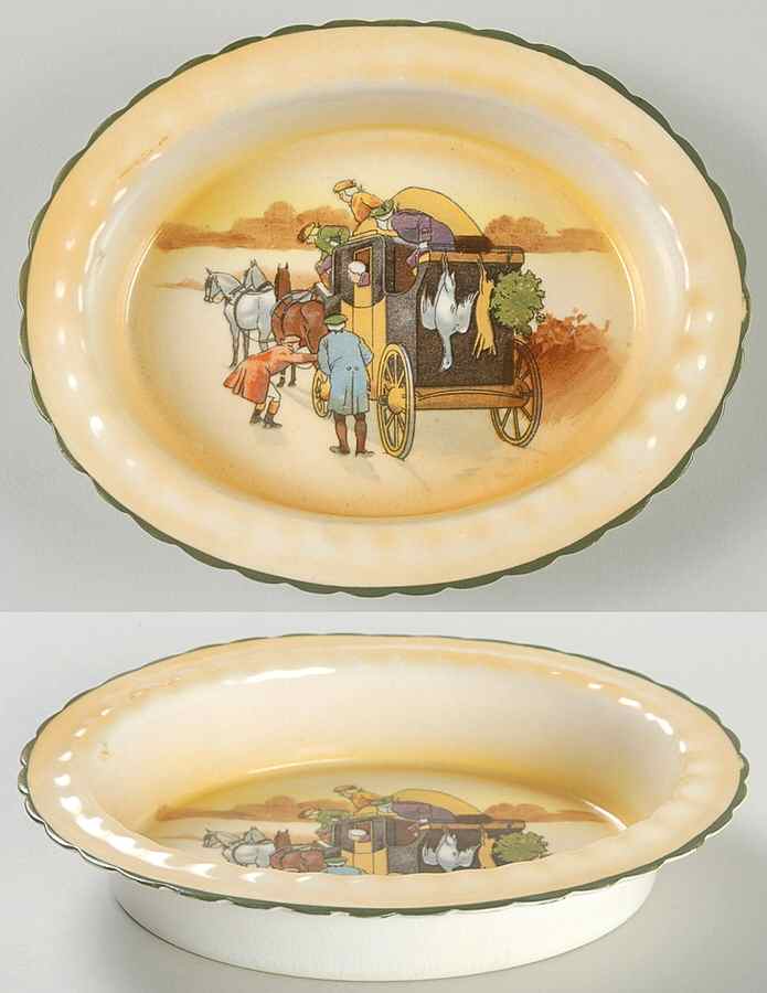 Coaching Days (Smooth, Bone) 5" Oval Nut Dish by Royal Doulton-1