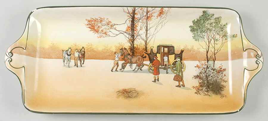 Coaching Days (Smooth, Bone) 17" Sandwich Tray by Royal Doulton-1