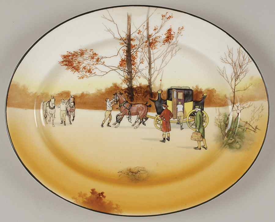 Coaching Days (Smooth, Bone) 13" Oval Serving Platter by Royal Doulton-1