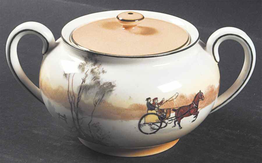 Coaching Days (Smooth, Bone) Sugar Bowl & Lid by Royal Doulton-1