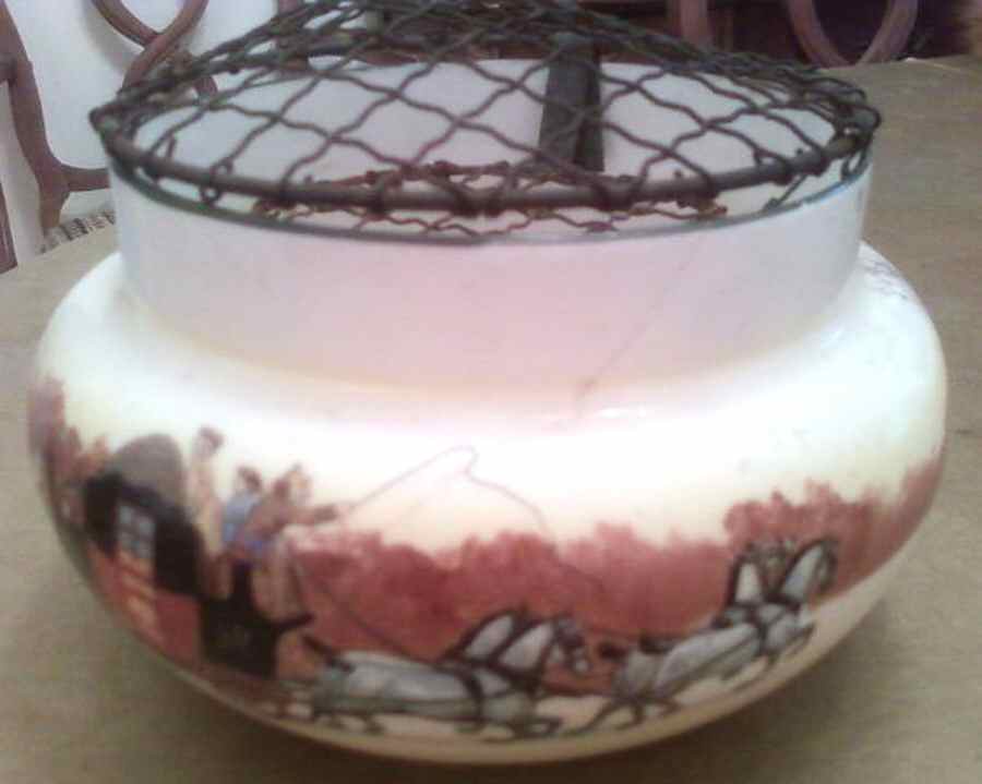 Coaching Days (Smooth, Bone) 5" Vase Bowl W/Metal Grid by Royal Doulton-1