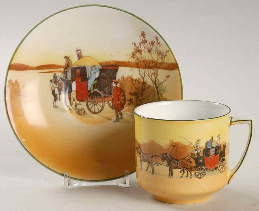 Coaching Days (Smooth, Bone) Flat Cup & Saucer Set by Royal Doulton-1