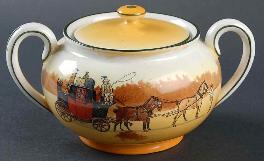 Coaching Days (Smooth, Bone) Sugar Bowl & Lid by Royal Doulton-1