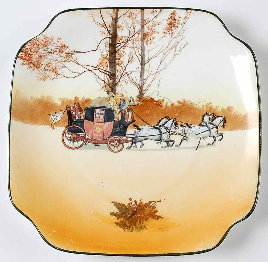 Coaching Days (Smooth, Bone) Square Salad Plate by Royal Doulton-1