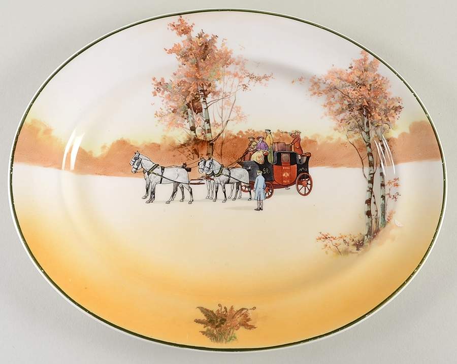 Coaching Days (Smooth, Bone) 13" Oval Serving Platter by Royal Doulton-1