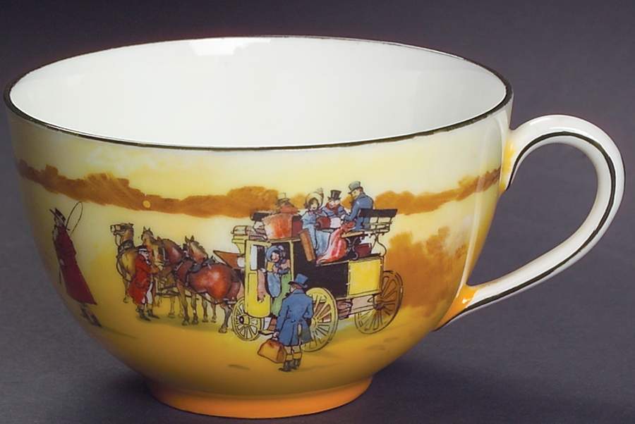 Coaching Days (Smooth, Bone) Flat Cup by Royal Doulton-1