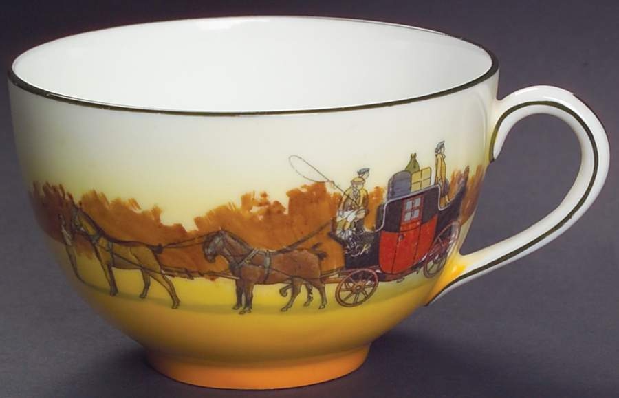 Coaching Days (Smooth, Bone) Flat Cup by Royal Doulton-1