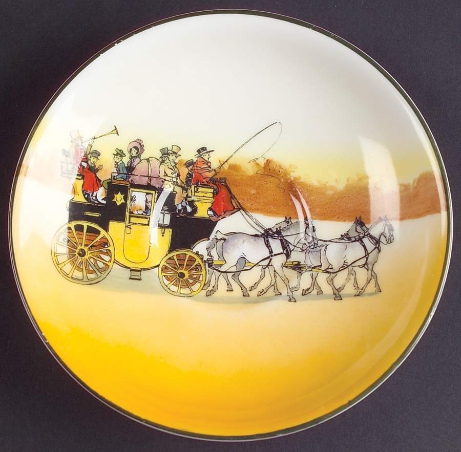 Coaching Days (Smooth, Bone) Saucer for Flat Cup by Royal Doulton-1