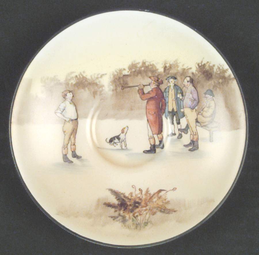 Coaching Days (Smooth, Bone) Saucer for Flat Cup by Royal Doulton-1