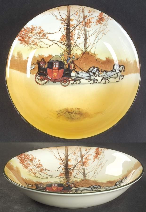 Coaching Days (Smooth, Bone) Coupe Soup Bowl by Royal Doulton-1