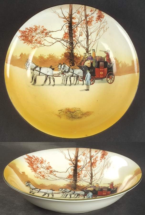 Coaching Days (Smooth, Bone) Coupe Soup Bowl by Royal Doulton-1