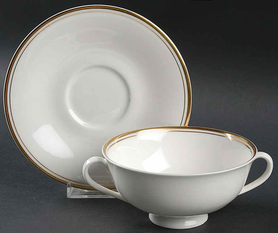 Concord Gold Footed Cream Soup Bowl & Cup Saucer Set by Royal Doulton-1