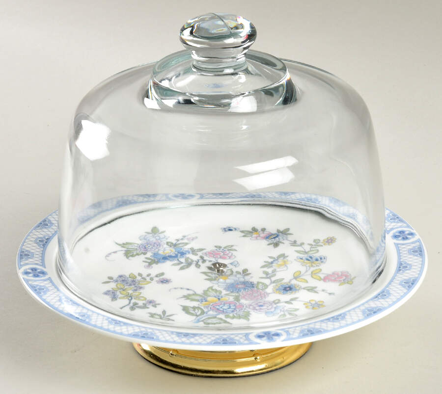 Coniston 6 1/2"-7 1/2" Footed Cheese Plate w/ Glass Dome HC by Royal Doulton-1