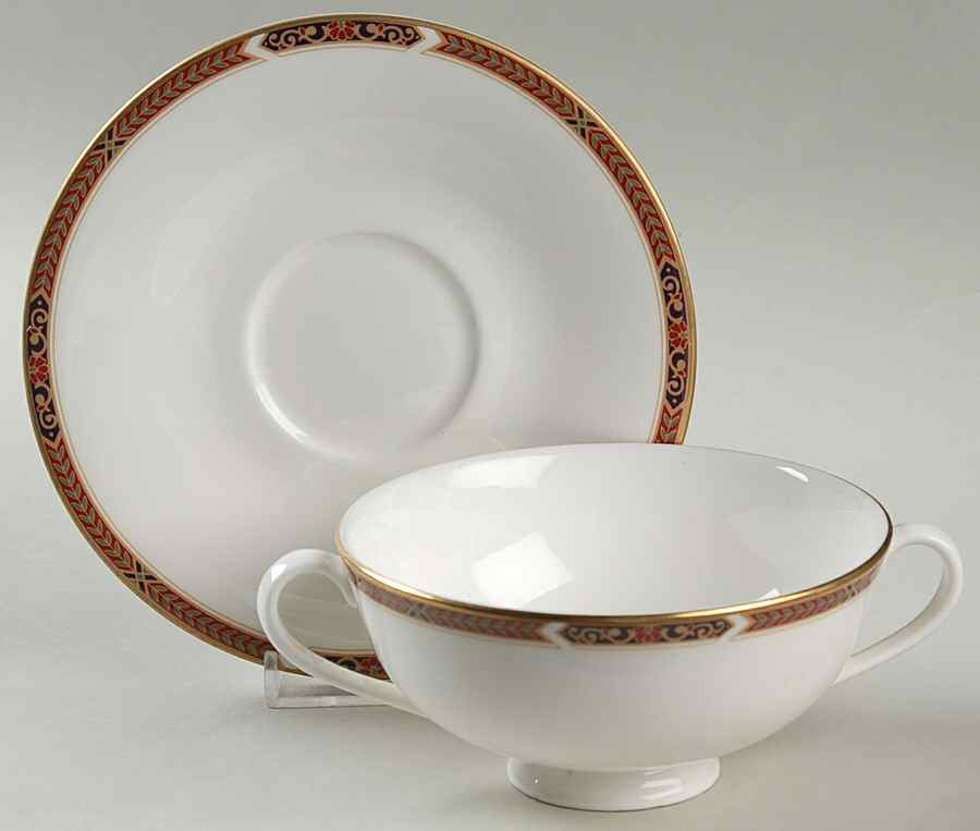 Connaught Footed Cream Soup Bowl & Saucer Set by Royal Doulton-1