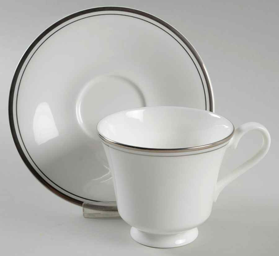 Concord Platinum (Concord Shape) Footed Cup & Saucer Set by Royal Doulton-1