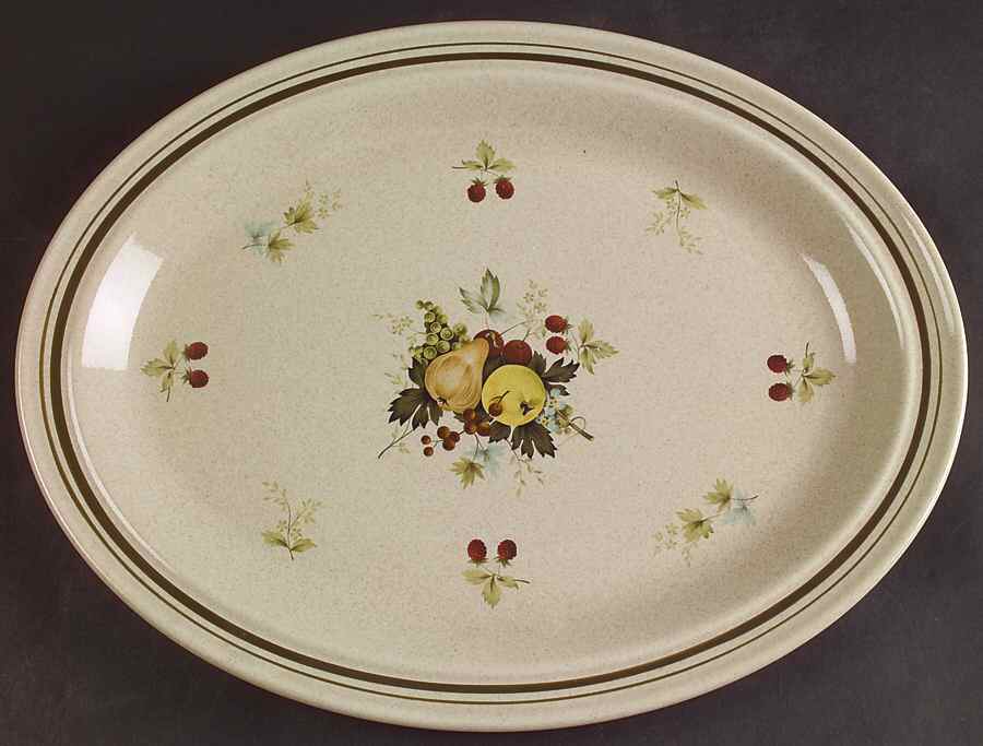 Cornwall (Rim, Double Green Trim) 13" Oval Serving Platter by Royal Doulton-1