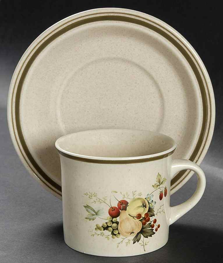 Cornwall (Rim, Double Green Trim) Flat Cup & Saucer Set by Royal Doulton-1