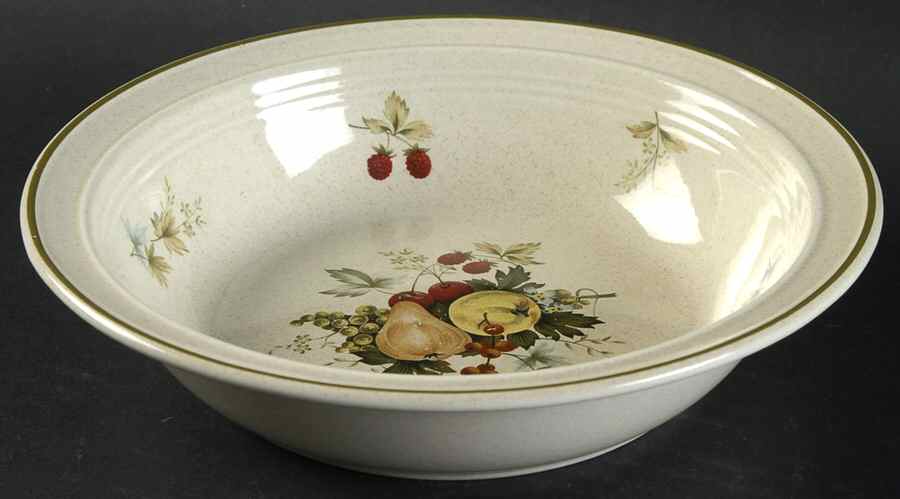 Cornwall (Coupe, Single Line Green Trim) Rim Soup Bowl by Royal Doulton-1