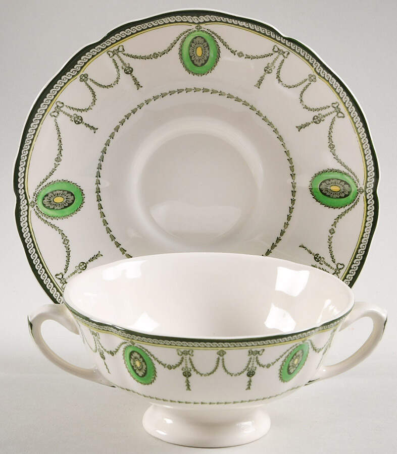 Countess Footed Cream Soup Bowl & Saucer Set by Royal Doulton-1