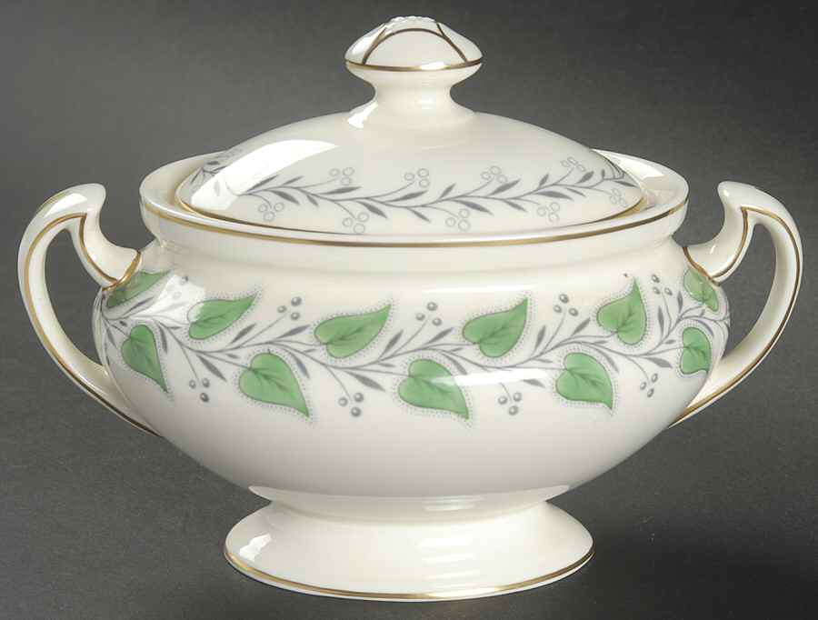 Coventry Green (Green Leaves) Sugar Bowl & Lid by Royal Doulton-1