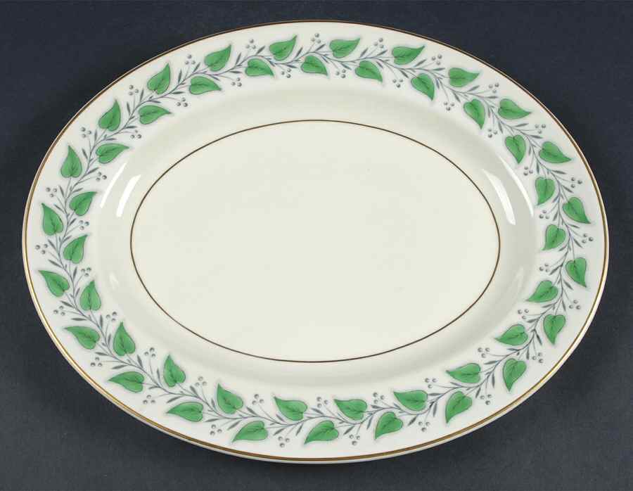 Coventry Green (Green Leaves) 12" Oval Serving Platter by Royal Doulton-1