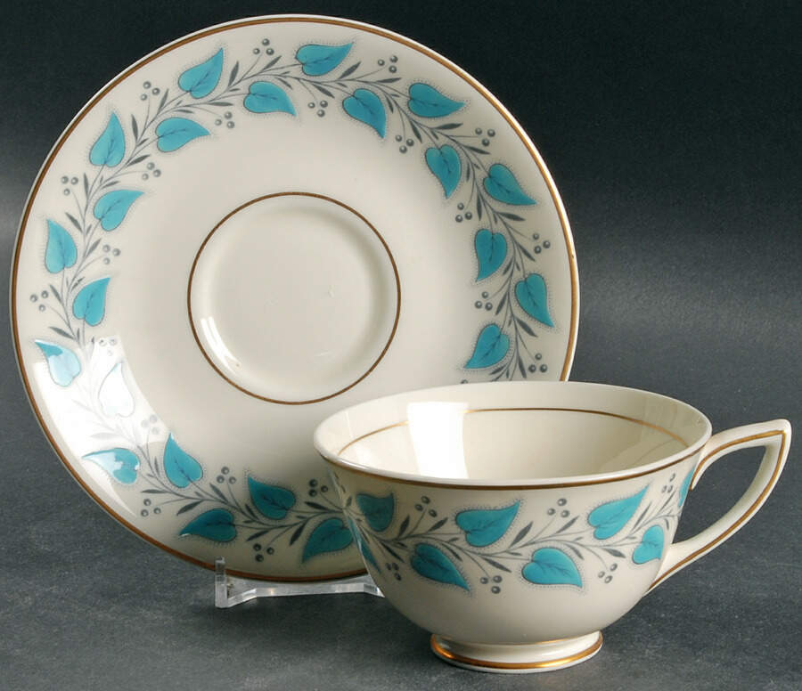 Coventry Blue Turquoise Footed Cup & Saucer Set by Royal Doulton-1