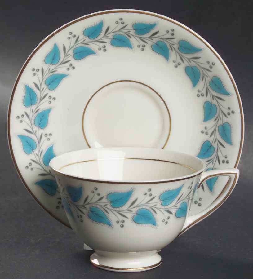 Coventry Blue Turquoise Footed Cup & Saucer Set by Royal Doulton-1