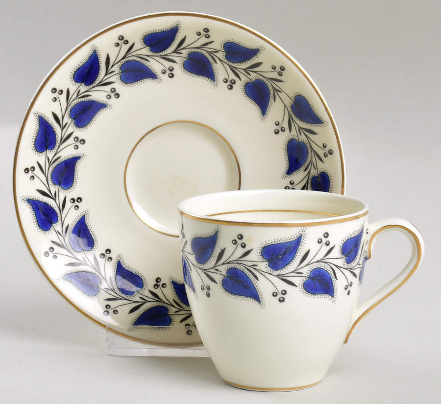 Coventry Navy Blue Flat Demitasse Cup & Saucer Set by Royal Doulton-1