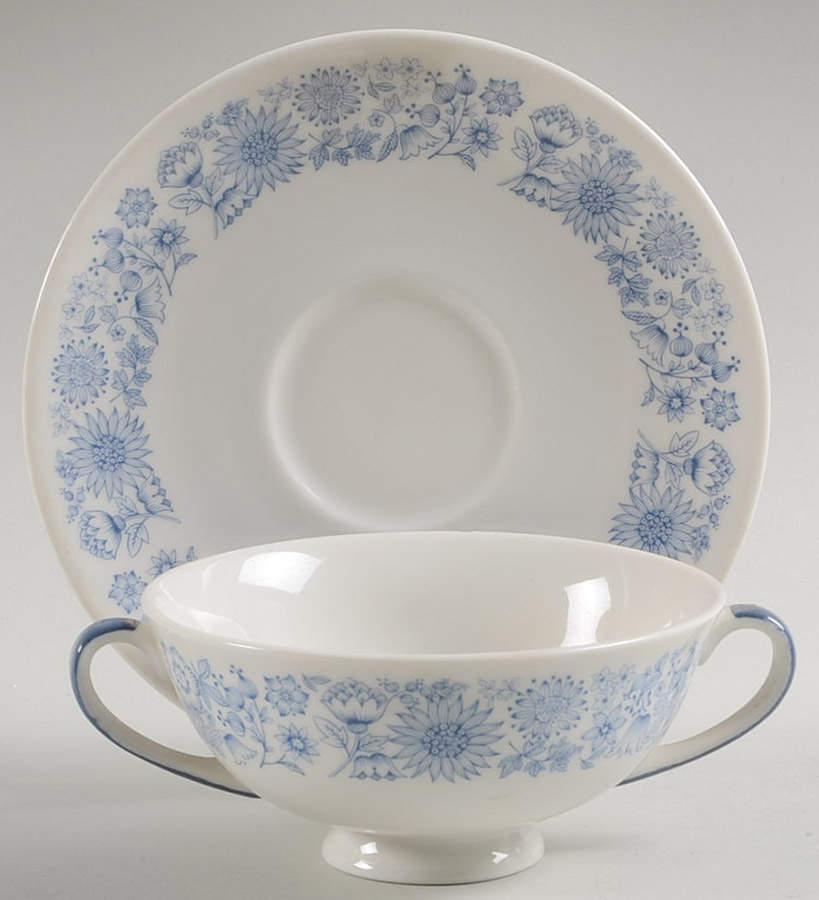 Cranbourne Footed Cream Soup Bowl & Saucer Set by Royal Doulton-1