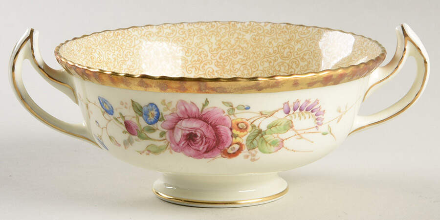 Curnock Rose Footed Cream Soup Bowl by Royal Doulton-1