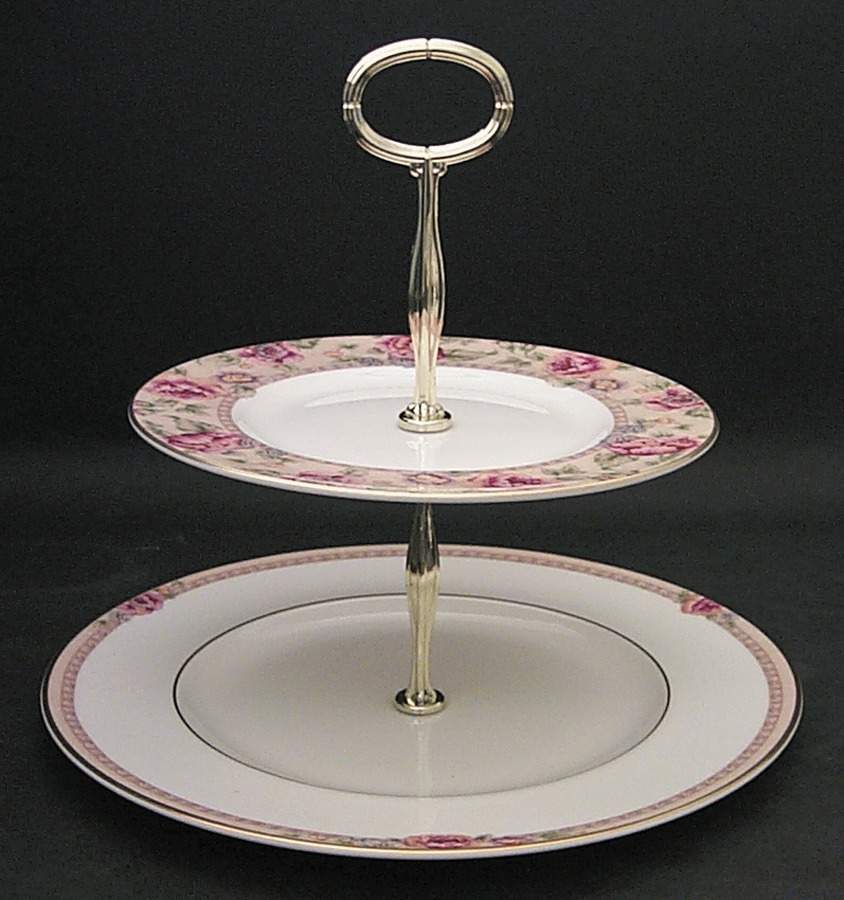 Darjeeling 2 Tiered Serving Tray (Dinner & Salad Plate) by Royal Doulton-1