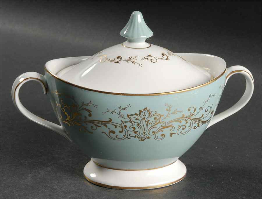 Delamerie Turquoise Sugar Bowl & Lid by Royal Doulton-1
