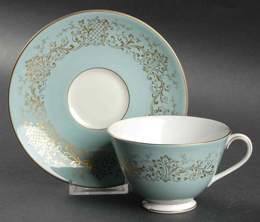 Delamerie Turquoise Footed Cup & Saucer Set by Royal Doulton-1