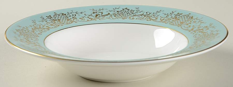 Delamerie Turquoise Rim Soup Bowl by Royal Doulton-1