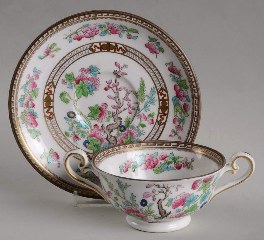 Dresden Footed Cream Soup Bowl & Saucer Set by Royal Doulton-1