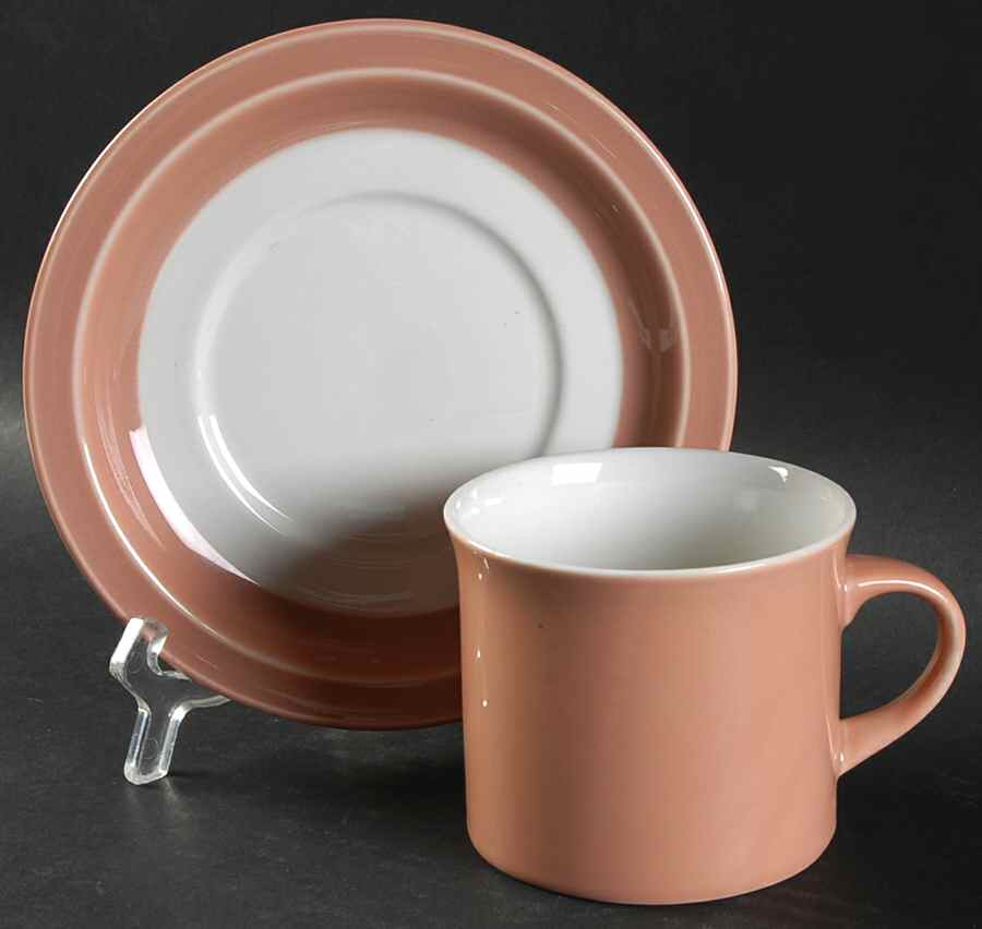 Dusty Rose Chroma Flat Cup & Saucer Set by Royal Doulton-1
