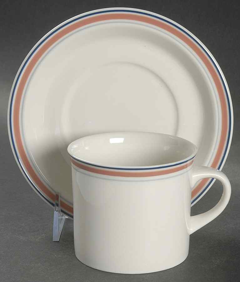 Dusty Rose Line Flat Cup & Saucer Set by Royal Doulton-1