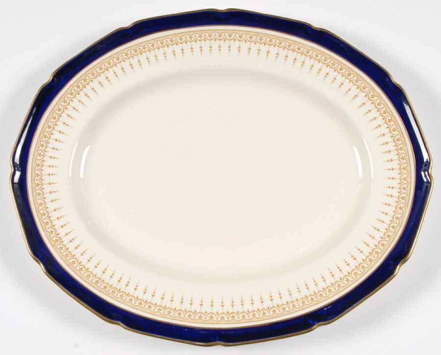 Duke of York Blue (No Rose Center) 15" Oval Serving Platter by Royal Doulton-1